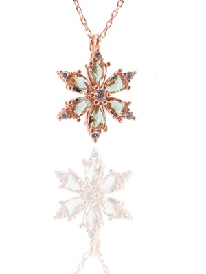 Neva Jewelry 925 Ayar Favori Açık Yeşil Lotus Çiçeği Modelli Gümüş Kolye