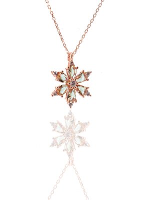 Neva Jewelry 925 Ayar Favori Açık Yeşil Lotus Çiçeği Modelli Gümüş Kolye
