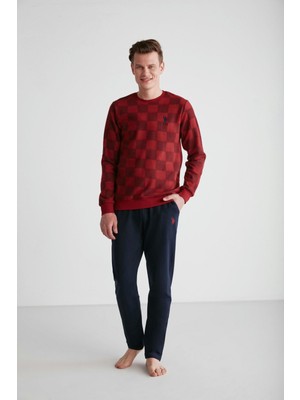 U.S. Polo Assn.   Erkek Bordo Yuvarlak Yaka Pijama Takımı  18713