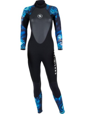 Aqua Lung Sport Aqua Lung Kadın Dalış Elbisesi 3mm Neopren Hızlı Kuruma Özelliğiyle Mavi Desenli