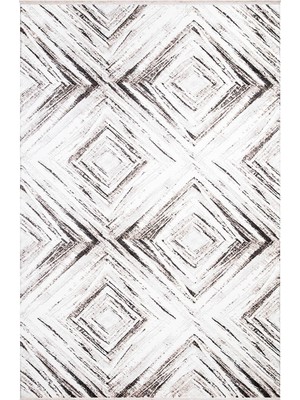 Ipek Mekik Halı Gordion Siyah Ekru Çizgi Desenli Halı