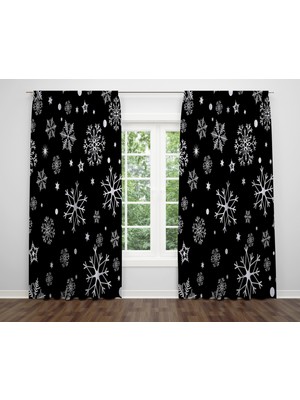 Alban Home Snow Temalı Dijital Baskı Çift Kanat Fon Perde 140X270