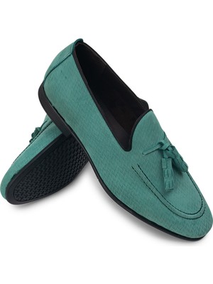 Deery Nubuk Yeşil Erkek Loafer Ayakkabı - 01701MYSLC01