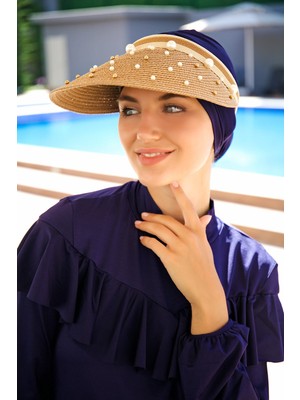 Marina Incili Camel Vizör Şapka 143981