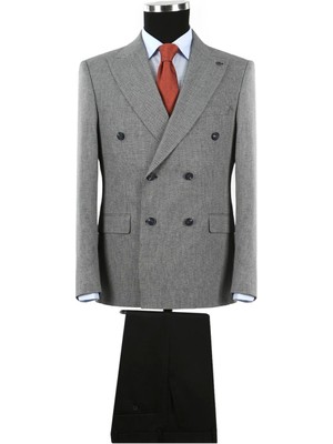 Jakamen Lacivert  Slim Fit Kruvaze Erkek Takım Elbise