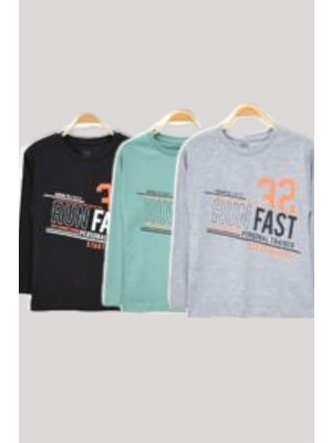 Alg Erkek Çocuk 32 Fast Baskılı Uzun Kollu T-Shirt 324037 Çağla Yeşili