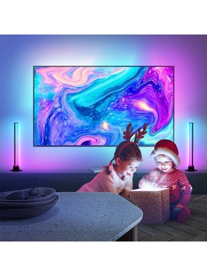 Shine In Home CSG90B, (58-65" Tvler) HDMI Bağlantılı Görüntü ve Ortam Sesi ile Senkronize Tv Arkası Rgbıc LED Işıklandırma Seti (+2 Adet Dekoratif LED Bar) , HDMI Sync Box Pro Set