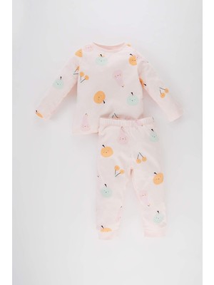 DeFacto Kız Bebek Meyve Desenli Uzun Kollu Penye 4'lü Pijama Takımı A9345A523AU
