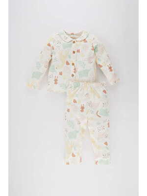 DeFacto Kız Bebek Safari Baskılı Uzun Kollu Pijama Takımı A9371A523AU