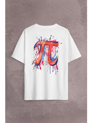 Kendim Seçtim Matematik Sembölü Pi Sayısı 3,14 14 Mart Günü Sırt Ön Baskılı Oversize Tişört T-Shirt