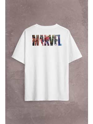 Kendim Seçtim Marvel Spiderman Hulk Deadpool Iron Man Sırt Ön Baskılı Oversize Tişört T-Shirt