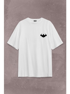 Kendim Seçtim Batman Logo Gym Fitness Bodybuilding Sırt Ön Baskılı Oversize Tişört T-Shirt