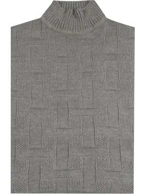 Jakamen Gri Slim Fit Yarım Balıkçı Yaka Erkek Triko