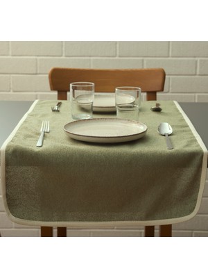 Massarelli Naturel Koton Biyeli Yeşil Runner 40X140 cm