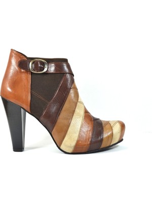 Onlo Ayakkabı 40 Hakiki Deri Taba Klasik Topuk Platform Şık Kadın Bot