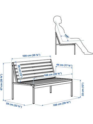 IKEA Akdeniz Jolpen Beyaz-Gri 100X59X67 cm Bahçe Bankı