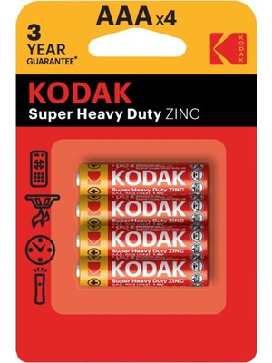 Kodak Çinko Karbon Blister İnce Pil 4'lü Aaa