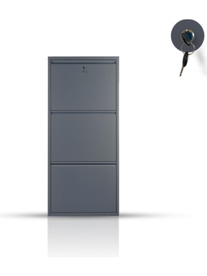 Ata Group Atagroup 3 Lü Kilitli  Antrasit Metal Ayakkabılık