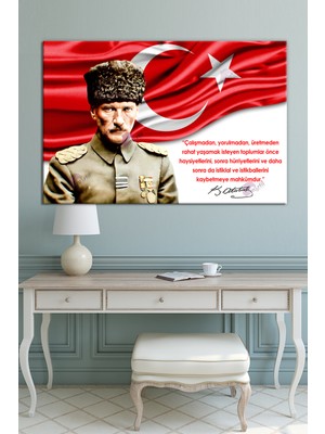 Morfil Sanat Atölyesi Atatürk Mustafa Kemal Kanvas Tablo Okullara Işyerlerine Uygun  (8 Farklı Ölçü)