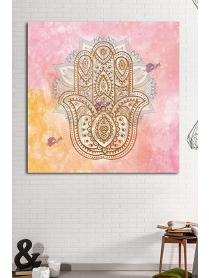 Morfil Sanat Atölyesi Fatımanın Eli Pembe Kanvas Tablo