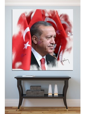 Morfil Sanat Atölyesi Recep Tayyip Erdoğan Yağlıboya Efektli Başkan Erdoğan Rte Kanvas Tablo (7 Farklı Ölçü)