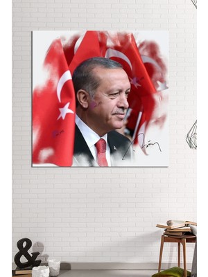 Morfil Sanat Atölyesi Recep Tayyip Erdoğan Yağlıboya Efektli Başkan Erdoğan Rte Kanvas Tablo (7 Farklı Ölçü)