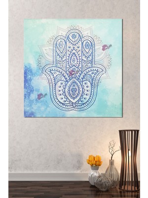 Morfil Sanat Atölyesi Fatımanın Eli Mavi Hat Kanvas Tablo