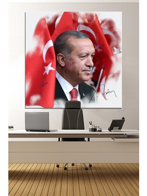 Morfil Sanat Atölyesi Recep Tayyip Erdoğan Yağlıboya Efektli Başkan Erdoğan Rte Kanvas Tablo (7 Farklı Ölçü)