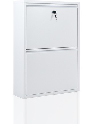 Ata Group Atagroup 2 Li Kilitli Beyaz Metal Ayakkabılık