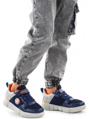 Kiko Kids Cırtlı Fileli Erkek Çocuk Spor Ayakkabı 3011 Lacivert - Buz