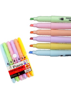 Pinco Pastel Kalem Tipi Fosforlu Kalem 6 Lı (Fsf-27)