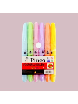 Pinco Pastel Kalem Tipi Fosforlu Kalem 6 Lı (Fsf-27)