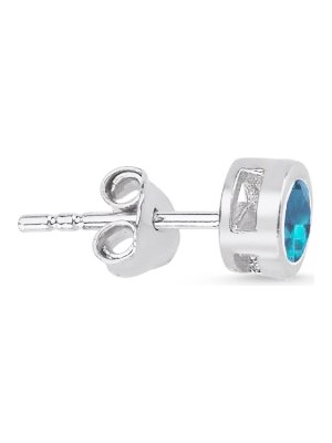 Altın Sepeti Gümüş Aqua Taşlı Tektaş Erkek Küpe