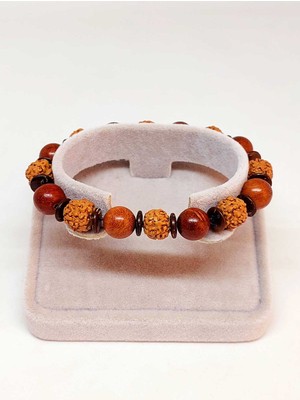 Yaşam Tohumu Hindistan Cevizi, Rudraksha & Kan Ağacı Unisex 10MM Ahşap Tasarım Bileklik (39665)
