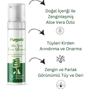 PUGALO Köpük Şampuan Kedi Tüy Dökülmesi Karşıtı Doğal İçerikli Aloe Veralı Kuru Köpük Şampuan