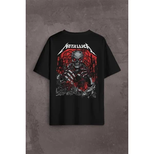 Kendim Seçtim Metallica Rock Music Metal Skull Kuru Kafa James Lars Kırk Robert Sırt Ön Baskılı Oversize Tişört T-Shirt