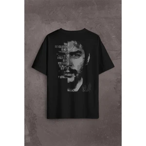 Kendim Seçtim Metal Poster Ernosto Che Guevara Hafl Face Yarım Yüz Sırt Ön Baskılı Oversize Tişört T-Shirt
