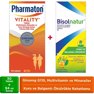 Vitality 30 Tablet Bisolnatur Doğal Içerikli Oksuruk Şurubu Enerjik ve Boğaz Rahatlatıcı Paket
