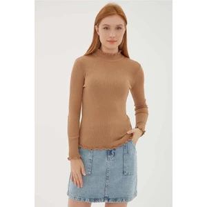 Fashion Friends Yarım Balıkçı Kazak Camel