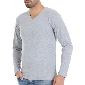 Yıldız Çamaşır Erkek Gri 3'lü Paket V Yaka Uzun Kol Likralı Tshirt