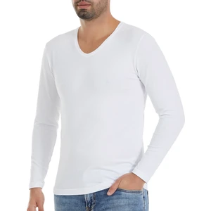 Yıldız Çamaşır Erkek Beyaz 3'lü Paket V Yaka Uzun Kol Likralı Tshirt