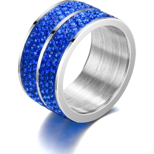 Yeni Varış Titanyum Çelik Altı Satır Taklidi Yüzük ile Dolu Moda Paslanmaz Çelik Çift Elmas Çivili Yüzük Taklidi Yüzük El Takı (Yurt Dışından)