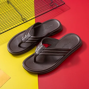 Parmak Arası Terlik Erkek Yaz Açık Yumuşak Alt Düz Renk Tutam Çift Plaj Sandaletleri ve Terlikler Yaz Giyim Flip Flop (Yurt Dışından)