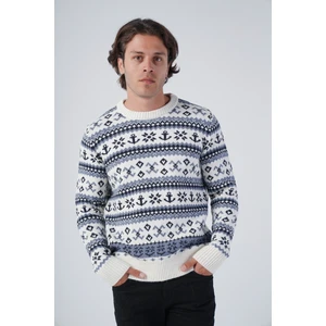 Trist Star Erkek Jakarlı Çapa Desen Bisiklet Yaka Triko Yün Kazak TRIST-5308