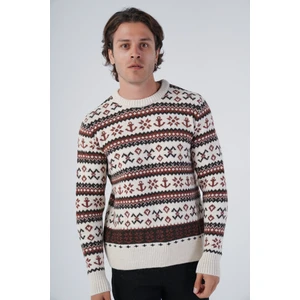 Trist Star Erkek Jakarlı Çapa Desen Bisiklet Yaka Triko Yün Kazak TRIST-5308