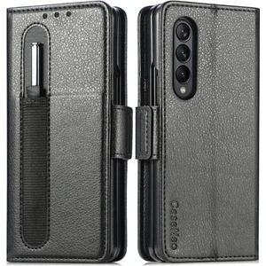 Telefon Kılıfı Samsung Galaxy Z Fold 4 Kalem Yuvalı Deri Telefon Kılıfı Kabuğu (Yurt Dışından)