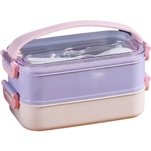 Bento 1600ML Lunchbox Yeni Koleksiyon 2 Katlı Çelik Sefer Tası Yemek Kutusu
