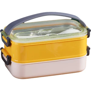 Bento 1600ML Lunchbox Yeni Koleksiyon 2 Katlı Çelik Sefer Tası Yemek Kutusu