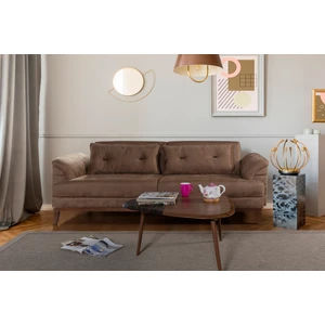 Perla Sofa Lafonten Üçlü Yataklı Koltuk Bora Kahve