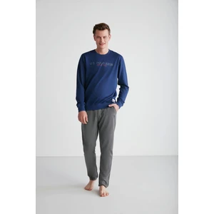 U.S. Polo Assn.   Erkek Lacivert Yuvarlak Yaka Pijama Takımı  18757